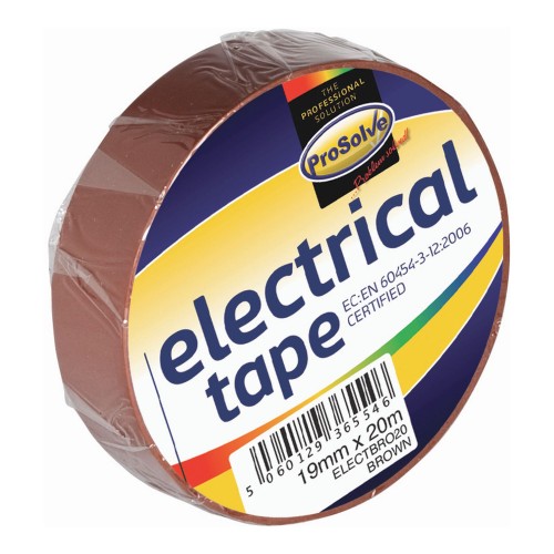 PROSOLVE ELECTRICAL TAPE BROWN 19MMX20M            ELECTBRO20