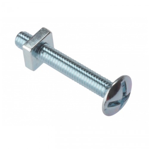 M6X40 ROOF BOLT & NUT ZINC PLATED PACK OF 25