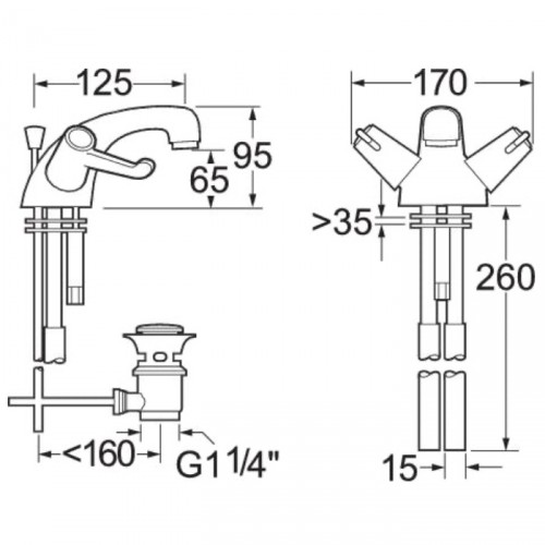 METHVEN/DEVA LEVER ACTION MONO BASIN MIXER WITH WASTE - West BS Live