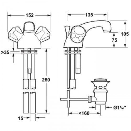 METHVEN/DEVA PROFILE MONO BASIN MIXER WITH WASTE - West BS Live