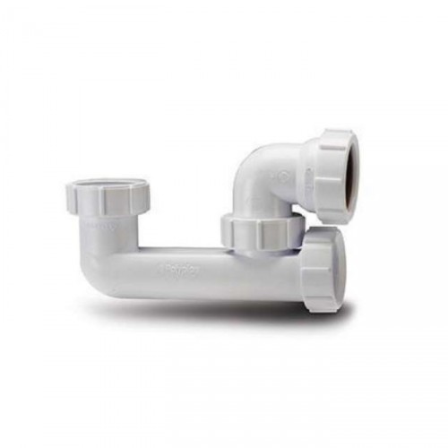 POLY LOW LEVEL BATH TRAP WHITE WT67 38MM SEAL 40MM