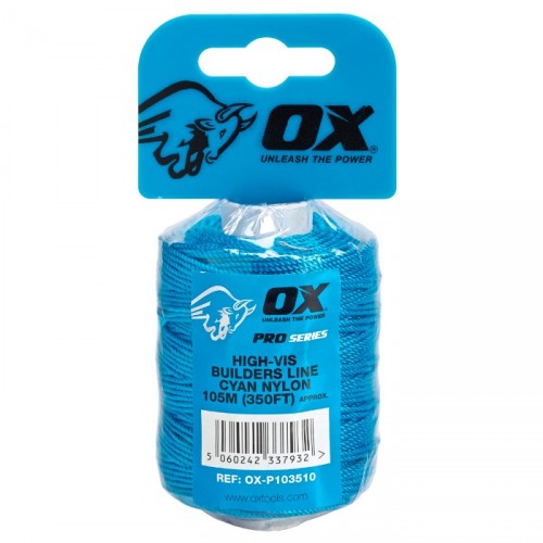 OX PRO HI-VIS NYLON BUILDERS LINE 100M